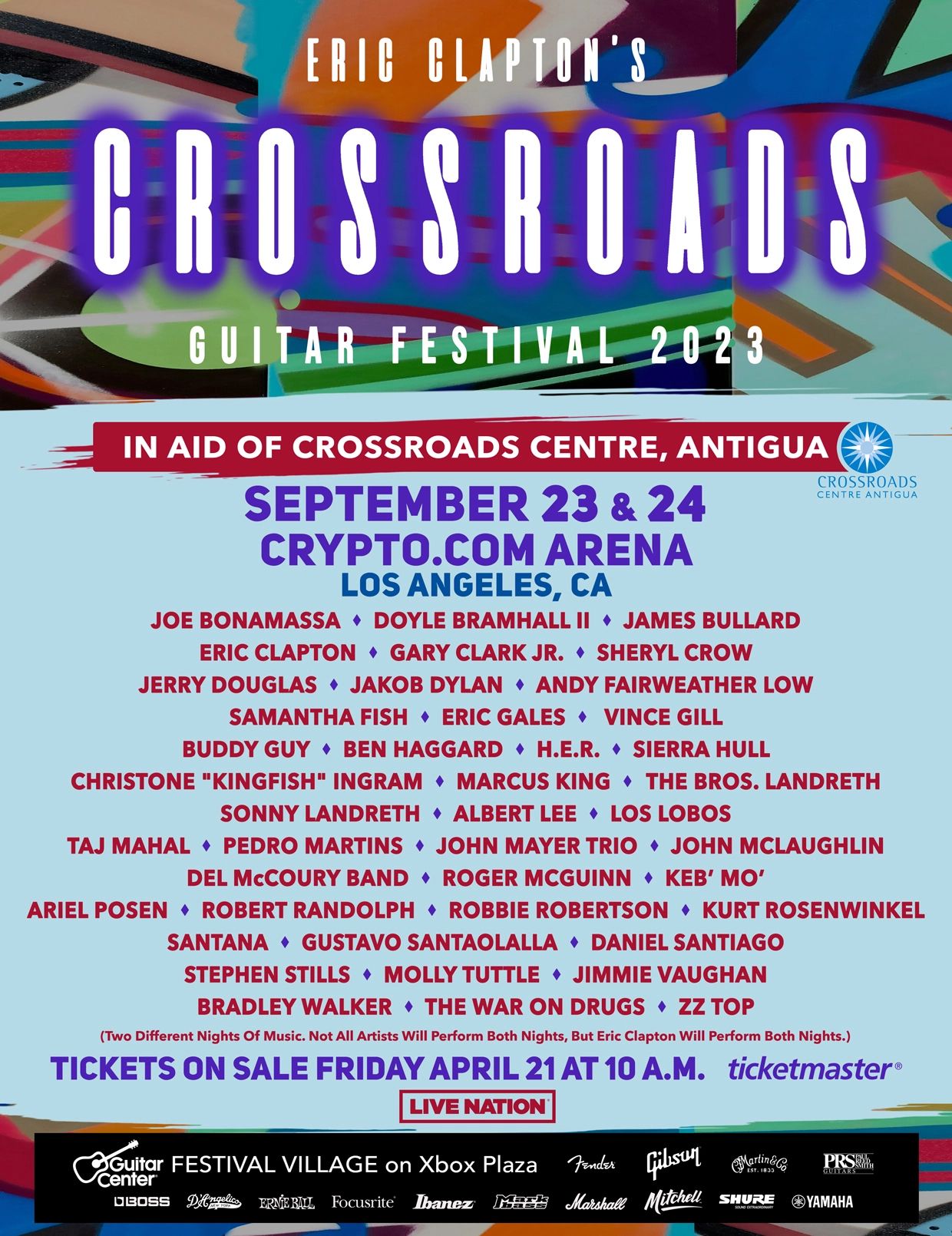 Vince Joins 2023 Eric Clapton's Crossroads Guitar Festival Lineup ...